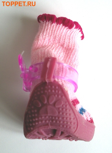 Al1 Ботиночки-носочки для собак на резиновой подошве, розовый, №4 (фото, вид 2)