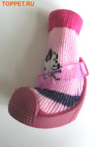 Al1 Ботиночки-носочки для собак на резиновой подошве, розовый, №4 (фото, вид 7)