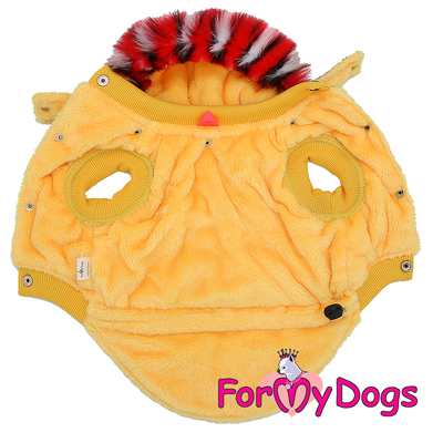 ForMyDogs Теплая курточка для собак "Снегири", серо/желтая, размер 16 (фото, вид 1)