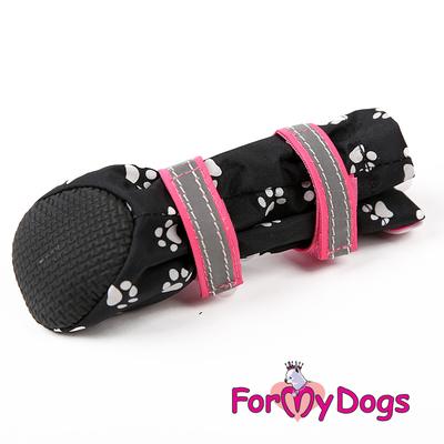 ForMyDogs Сапоги для собак "Лапки", цвет черный/розовый, размер №2 (фото, вид 1)