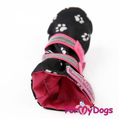 ForMyDogs Сапоги для собак "Лапки", цвет черный/розовый, размер №2 (фото, вид 2)