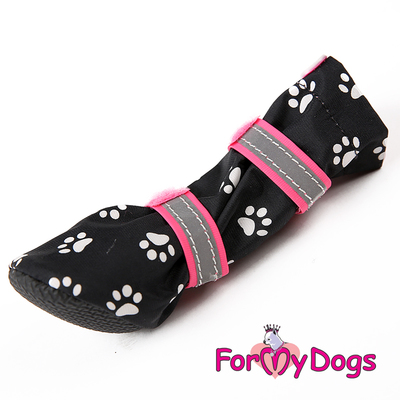 ForMyDogs Сапоги для собак "Лапки", цвет черный/розовый, размер №2 (фото, вид 3)