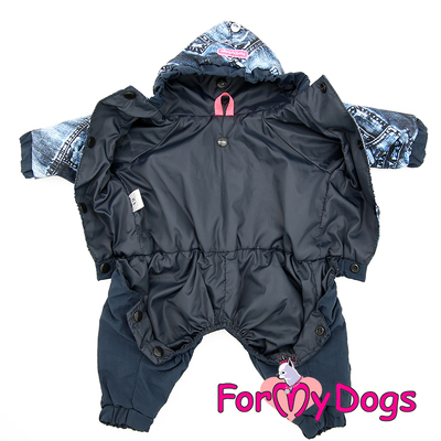 ForMyDogs Дождевик для собак "Джинса" синий, модель для мальчиков, размер №10 (фото, вид 2)