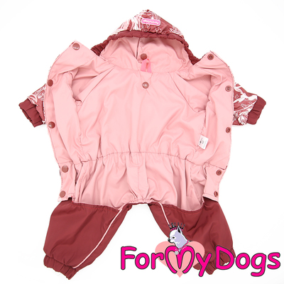 ForMyDogs Дождевик для собак "Цветы" бордо, модель для девочек, размер 18, 20 (фото, вид 1)