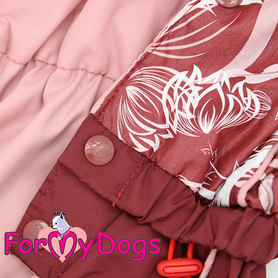 ForMyDogs Дождевик для собак "Цветы" бордо, модель для девочек, размер 18, 20 (фото, вид 3)