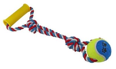 DOGMAN Игрушка для собак Мячик на канате с ручкой (35 см), d7см (фото, вид 1)