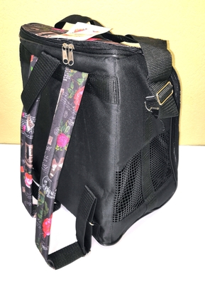 DOGMAN Рюкзак для собак и кошек "Вояж", микс черный Париж, размер 38х32х30см (фото, вид 1)