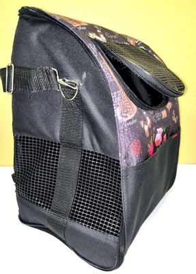 DOGMAN Рюкзак для собак и кошек "Вояж", микс черный Париж, размер 38х32х30см (фото, вид 2)