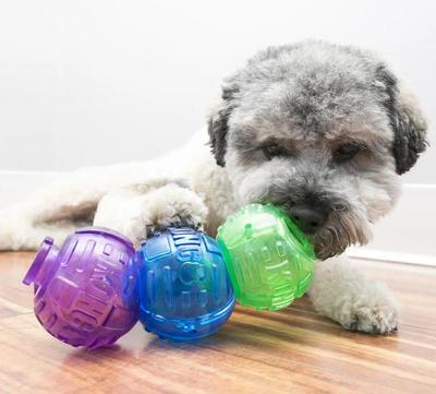Kong Игрушка для собак Lock-It мячи для лакомств, 3 шт., d.5,7см (фото, вид 1)