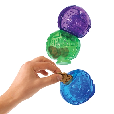 Kong Игрушка для собак Lock-It мячи для лакомств, 3 шт., d.5,7см (фото, вид 2)