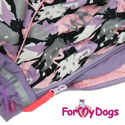 ForMyDogs Дождевик для собак сиреневый, модель для девочек, размер №22, спина 42см (фото, вид 2)