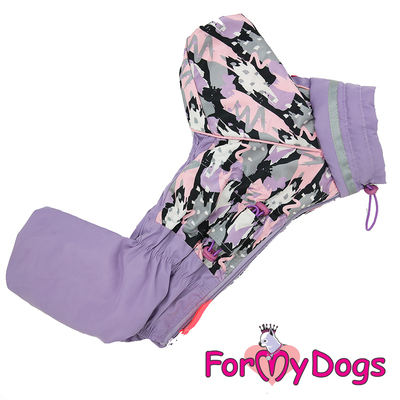 ForMyDogs Дождевик для собак сиреневый, модель для девочек, размер №22, спина 42см (фото, вид 3)