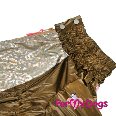 ForMyDogs Дождевик для больших собак, коричневый/золотой, модель для девочки, размер С3 (фото, вид 3)