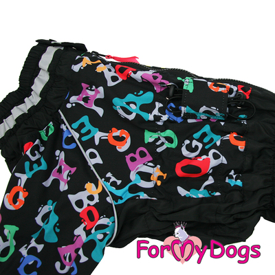 ForMyDogs Дождевик для больших собак "Буквы" черный, модель для мальчиков, размер С1 (фото, вид 2)