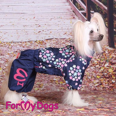 ForMyDogs Дождевик для собак "Васильки" т.синий, модель для девочек, размер №10, №12 (фото, вид 1)