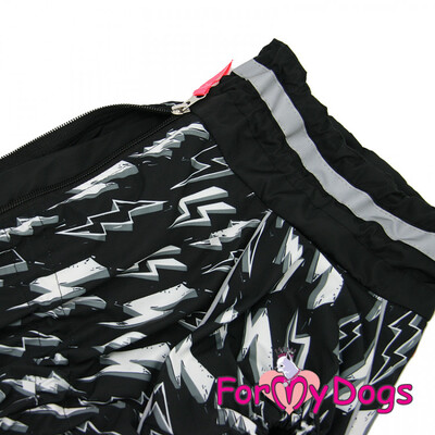 ForMyDogs Дождевик для вельшкорги "Молния" черный, модель для мальчиков К39, спина 39см (фото, вид 1)