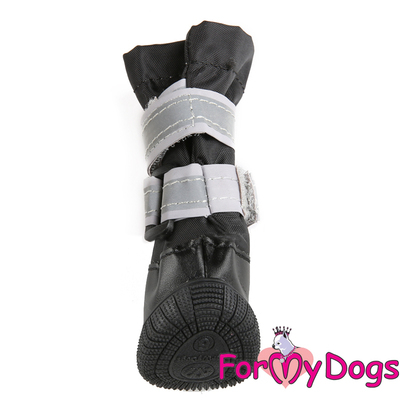 ForMyDogs Сапоги для крупных собак из водоотталкивающей двухслойной ткани с усиленной защитой от воды, черно/серые размер №9, №10 (фото, вид 1)