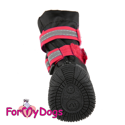 ForMyDogs Сапоги для крупных собак из водоотталкивающей двухслойной ткани с усиленной защитой от воды, черно/красные размер №10 (фото, вид 1)