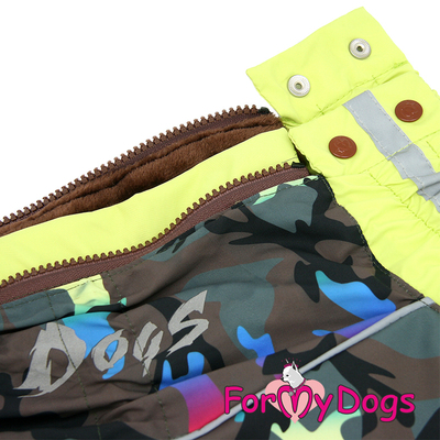 ForMyDogs Комбинезон для собак хаки/желтый для мальчиков, размер D3 (фото, вид 2)