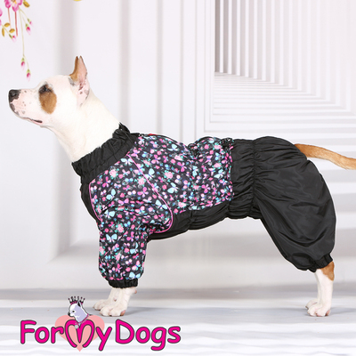 ForMyDogs Комбинезон для собак черно/розовый "Бабочки" для девочек, размер D2, D3 (фото, вид 1)
