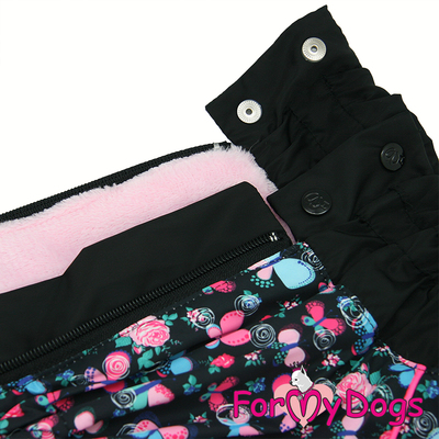 ForMyDogs Комбинезон для собак черно/розовый "Бабочки" для девочек, размер D2, D3 (фото, вид 2)