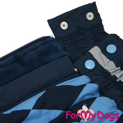 ForMyDogs Комбинезон для собак синий для мальчиков, размер С2, С3 (фото, вид 2)