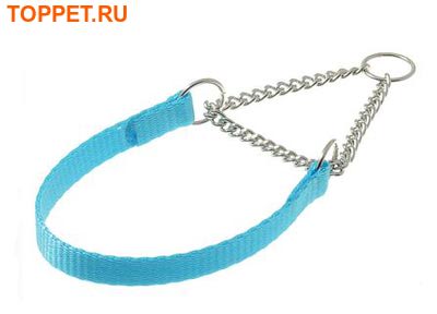 V.I.Pet Ошейник-полуудавка лента 10мм(24-33см) с цугом (никель) голубой V.I.Pet Ошейник-полуудавка лента 10мм(24-33см) с цугом (никель) голубой