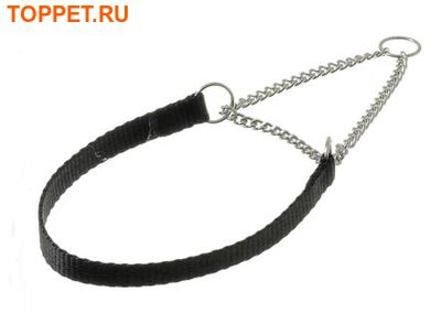 V.I.Pet Ошейник-полуудавка лента 10мм(24-33см) с цугом (никель) чёрный V.I.Pet Ошейник-полуудавка лента 10мм(24-33см) с цугом (никель) чёрный