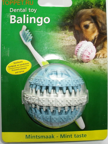 Beeztees Игрушка для собак резиновый шар &quot;BALINGO&quot; для ухода за зубами 6см, цвет в ассортименте (голубой и розовый)