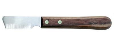 SHOW TECH Тримминговочный нож 3280 с деревянной ручкой для шерсти средней жесткости