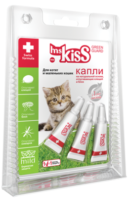 М.Кисс Грин Гард Капли репеллентные для котят и маленьких кошек до 2 кг, 1мл М.Кисс Грин Гард Капли репеллентные для котят и маленьких кошек до 2 кг, 1мл