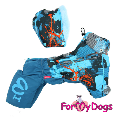 ForMyDogs Комбинезон-дождевик для собак синий, модель для мальчиков, размер 10 (фото)