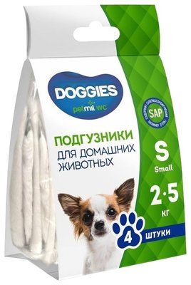 PetMil Подгузники для животных "Doggies", размер S 2-5 кг (4 шт)
