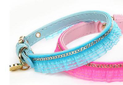 ForMyDogs Ошейник для собак голубой с тесьмой и с цепочкой 1х21см ForMyDogs Ошейник для собак голубой с тесьмой и с цепочкой 1х21см