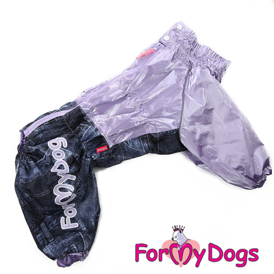 ForMyDogs Дождевик для больших собак "Джинса" сиреневый, модель для девочек, размер D3 (фото)