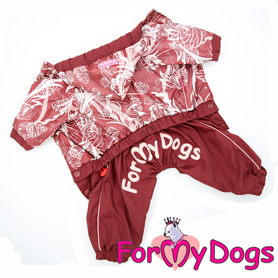 ForMyDogs Дождевик для собак "Цветы" бордо, модель для девочек, размер 18, 20 (фото)