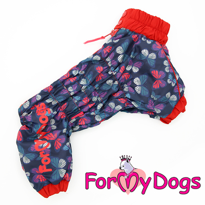 ForMyDogs Дождевик для собак "Бабочки"синий/красный, модель для девочек, размер 14 (фото)