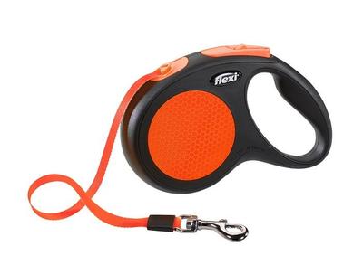 Flexi Рулетка New Neon M (до 25 кг) лента 5 м, оранжевый Flexi Рулетка New Neon M (до 25 кг) лента 5 м, оранжевый