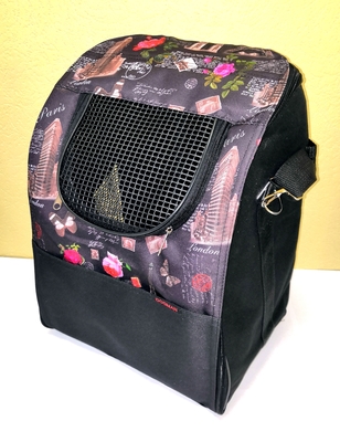 DOGMAN Рюкзак для собак и кошек "Вояж", микс черный Париж, размер 38х32х30см (фото)