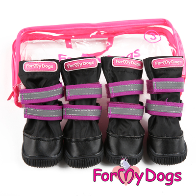 ForMyDogs Сапоги для крупных собак из нейлона с усиленной защитой от воды, черно/фиолетовые, размер №9 (фото)