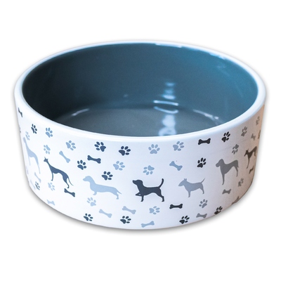 КерамикАрт Миска керамическая для собак рисунком, серая (фото)