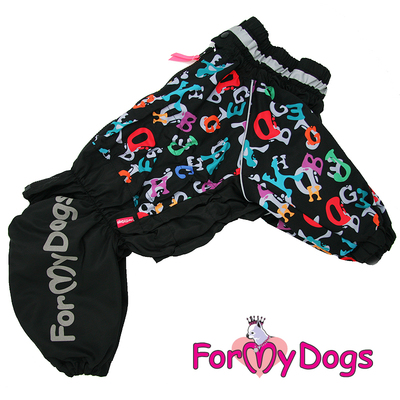 ForMyDogs Дождевик для больших собак "Буквы" черный, модель для мальчиков, размер С1 (фото)
