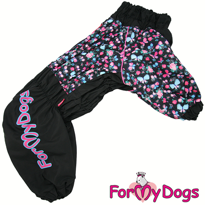 ForMyDogs Комбинезон для собак черно/розовый "Бабочки" для девочек, размер D2, D3 (фото)