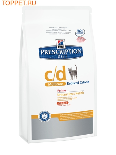 HILL'S PD Feline c/d Multicare Reduced Calorie with Chicken ��� �����, ���������, ���������.,������������ ��� ��������, � ������� ���.1,5��
