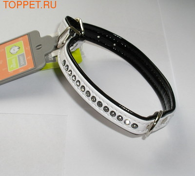 Hunter Ошейник Modern Art BL & Wh Luxus 27/11(20-24 см), белый/черный лак Hunter Ошейник Modern Art BL & Wh Luxus 27/11(20-24 см), белый/черный лак