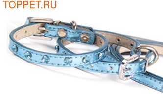 ForMyDogs Ошейник голубой 8 камней, 1,5х 20-25см ForMyDogs Ошейник голубой 8 камней, 1,5х 20-25см