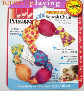 Petstages Игрушка для собак Жевательная цепь мини с пищалками, текстиль, 23см Petstages Игрушка для собак Жевательная цепь мини с пищалками, текстиль, 23см