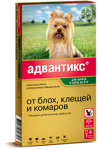 Bayer Адвантикс 40С капли от блох и клещей для собак до 4 кг Bayer Адвантикс 40С капли от блох и клещей для собак до 4 кг