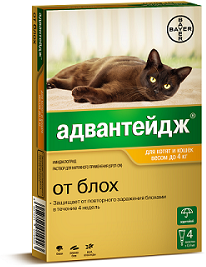 Bayer АДВАНТЕЙДЖ 40К капли от блох для кошек до 4 кг Bayer АДВАНТЕЙДЖ 40К капли от блох для кошек до 4 кг