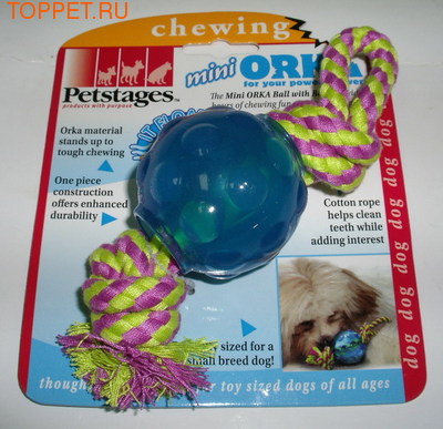 Petstages Игрушка для собак mini Orka Мяч с канатом Petstages Игрушка для собак mini Orka Мяч с канатом